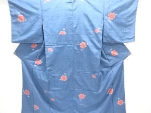 花模様織り出し手織り紬着物